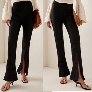 A.W.A.K.E. MODE Asymmetric Slit-Detailed Waffle Knit Pants Size 6